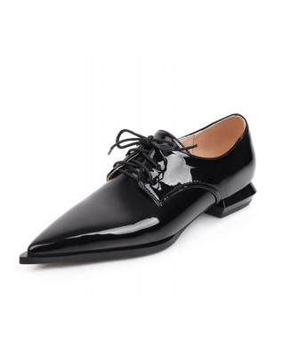 British College Style Womens Oxfords Derby Shoes Shiny Patent Leather Woman Dress Brogues Shoes Lady Flats