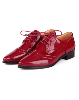 Shiny Patent Leather Brogues Shoes Woman Laser Cut Hollow Out Derby Oxford Shoes Ladies Girls College Casual Dress Shoe