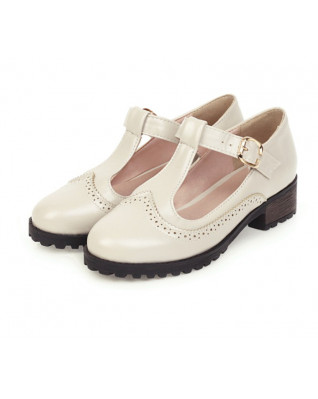Teenage Girls T-strap Buckle Shoes Women British England College Style Hollow Cut Out Brogues Ladies Casual Dress Shoes