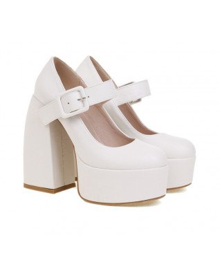 Chic Trend Chunky Heels Women Mary Jane Shoes Black White Pink Thick Platform Goth Pumps High Heels Party Shoes