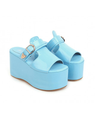 Chic Platforms Slippers Women Metal Buckle Chunky Heel Gothic Shoes Slides Woman Ladies Flip Flops Sandalias Mujer