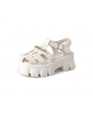 Trendy Designer Thick Platform Chain Sandals Woman Chunky High Heels Fashion Out door Sandals Womens